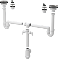 Сифон для двойной кухонной мойки Alcadrain  универсальный, белый (A8000)