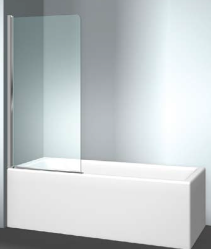 Шторка на ванну VismaraVetro Bathscreens LV шв 450*1500 петли-слева цвет фурнитуры-сталь брашированная (Brushed steel) цвет стекла-прозрачный LLV046104501500S