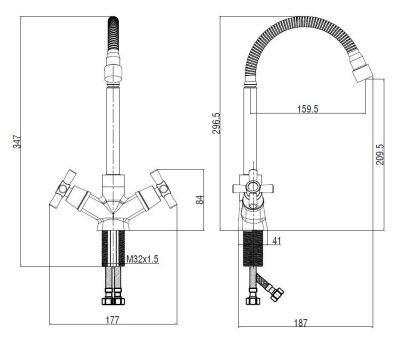 Смеситель для кухни VODA "Dive" (DV519flex)