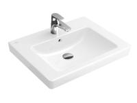 Раковина Villeroy&Boch Subway 2.0 шг 650*470 отверстия для смесителя-1 сквозное 2 промаркированных цвет-альпийский белый 7113KG01