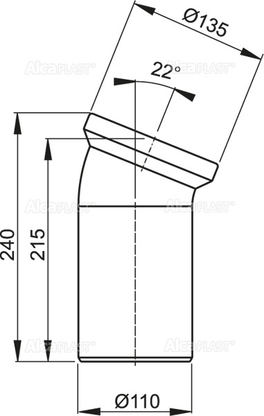 Колено для унитаза Alcadrain 22° (A90-22)