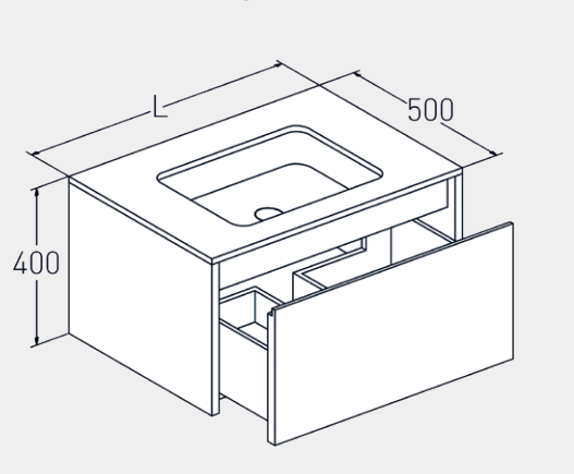 Тумба под раковину Salini Domino шгв 1000-1099*500*400 цвет-RAL 5020 27D.A.100 RAL 5020