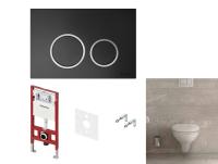 Комплект TECE TECEbasic унитаз+инсталляция+клавиша смыва цвет унитаза-белый цвет клавиши-черный матовый с хромированным контуром клавиш K955102WCB