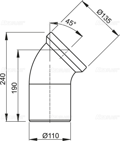 Колено для унитаза Alcadrain  45°, белый (A90-45)