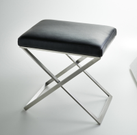 Стул 3SC Lino & Lone из гладкой кожи шгв 500*360*500 цвет-черная кожа никель сатинированный матовый LONE/NX/02