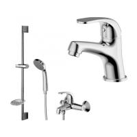 Комплект смесителей Bravat Fit Cet 3 в 1 (смеситель для раковины, смеситель для ванны, душевая штанга), Хром (F00315C)