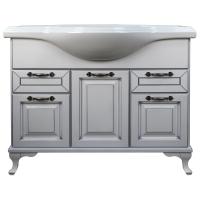 Комплект Пандора Тумба 1050 белое серебро (массив Бук) с раковиной Classic 105 (Кировит)