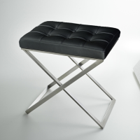 Стул 3SC Lino & Lone со стежкой шгв 500*360*500 цвет-черная кожа никель сатинированный матовый LONE-C/NX/02