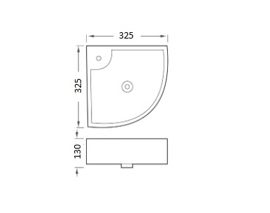 Раковина подвесная угловая AQUATEK AQ5166A-00 325*325*130 мм, универсальная установка