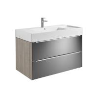 Модуль Roca INSPIRA в комплекте с раковиной 1000, темный дуб/зеркальный фасад