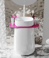 Раковина Salini Oriente Totem шгв 700*490*900 отверстия для смесителя-отсутствуют с полочкой цвет-белый глянцевый/RAL4010 глянцевый 13031011G RAL4010