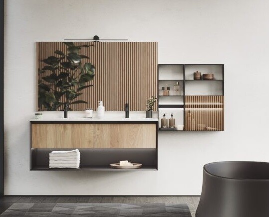 Тумба под раковину Oasis Smartcode шгв 900*510*540 цвет-Antracite dark matt Natural Oak 0SMCP6005451090 Antracite dark matt/N0001