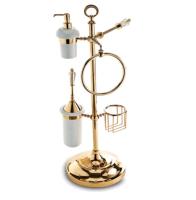 Стойка 3SC Boheme шгв 250*250*800 с дежателем туалетной бумаги держателем для телефона ёршиком дозатором и полотенцедержателем цвет-золото BO53DGD