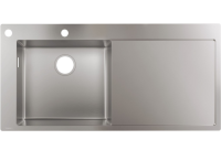 Мойка Hansgrohe S71 S718-F450 с крылом шгв 1045*510*185 отверстия для смесителя-1 цвет-сталь (Steel) 43332800