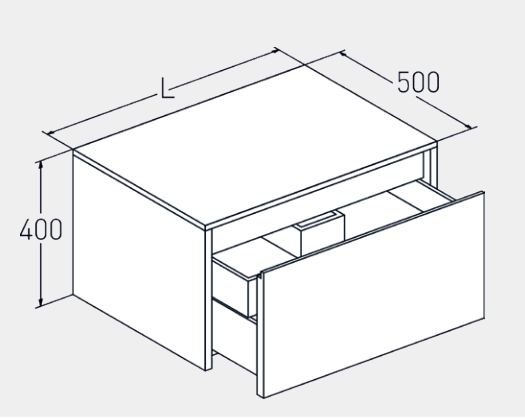 Тумба под раковину Salini Domino шгв 1000-1099*500*400 цвет-RAL 7044 27D.С.100 RAL 7044