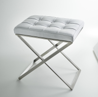 Стул 3SC Lino & Lone со стежкой шгв 500*360*500 цвет-белая кожа никель сатинированный матовый LONE-C/NX/01