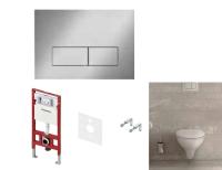 Комплект TECE TECEbasic унитаз+инсталляция+клавиша смыва цвет унитаза-белый цвет клавиши-нержавеющая сталь сатин K955301WCB