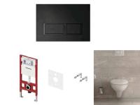 Комплект TECE TECEbasic унитаз+инсталляция+клавиша смыва цвет унитаза-белый цвет клавиши-черный матовый/кнопки-прямоугольные K955204WCB