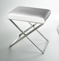 Стул 3SC Lino & Lone из гладкой кожи шгв 500*360*500 цвет-белая кожа никель сатинированный матовый LONE/NX/01