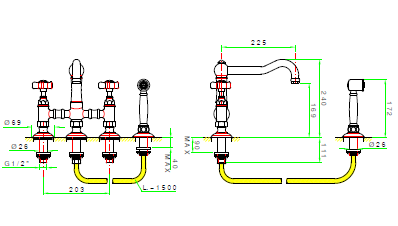 Смеситель для кухни Nicolazzi Dames Anglaises цвет-Raw Brass 1458WS OG 18