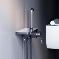 Damixa 773500301 Jupiter, смеситель монтируемый в стену с гиг. душем и полкой, черный