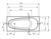 Гидромассажная ванна Mauersberger Pilosa шгв 1900*850*460 THERAPIE RÜCKEN & FUSSRITUAL цвет-белый 1019000401/3000010011