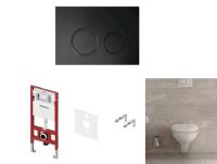 Комплект TECE TECEbasic унитаз+инсталляция+клавиша смыва цвет унитаза-белый цвет клавиши-черный матовый/кнопки-круглые K955104WCB