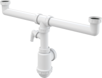 Сифон для двойной мойки Alcadrain с накидными гайками 6/4" и подводкой (A448P)