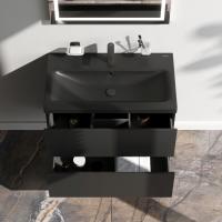AM.PM M90FHX07522BM GEM, База под раковину, подвесная, 75 см, 2 ящика push-to-open, цвет: черный матовый