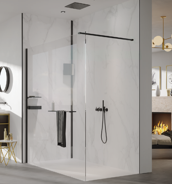 Душевая перегородка Huppe One шв 1200*2000 черный цвет стекла-прозрачный 21HS30 1200 93 7000 1200*200