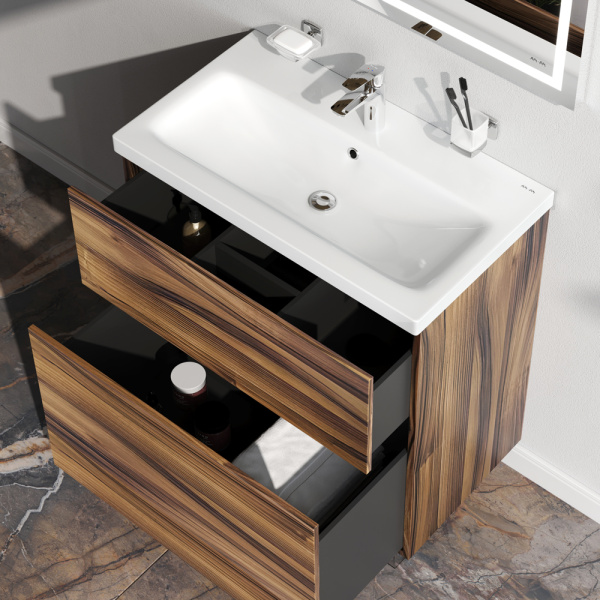 AM.PM M90FSX0752HF Gem, База под раковину, напольная, 75 см, 2 ящика, цвет: орех