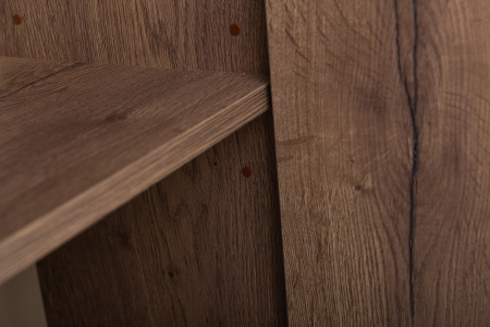 KRAFT Шкаф подвесной с одной распашной дверцей с доводчиками и одной открытой полкой, правосторонний, Rovere Tabacco, 330x300x1600, KRAFT-1600-1A-SC-RT-R