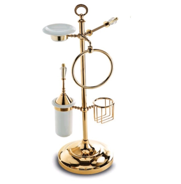 Стойка 3SC Boheme шгв 250*350*800 с дежателем туалетной бумаги держателем для телефона ёршиком мыльницей и полотенцедержателем цвет-золото BO53GD
