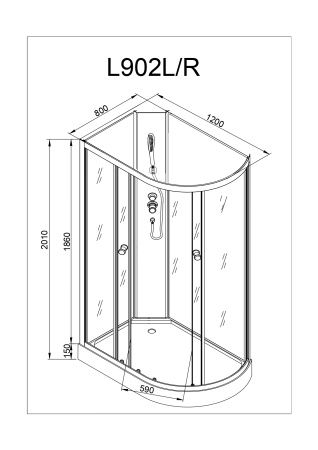 Душевая кабина AvaCan L902 R N без крыши c гидромассажем
