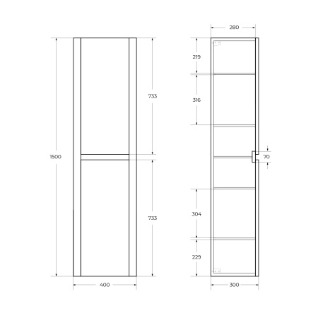 RELAX Шкаф подвесной с двумя распашными дверцами с доводчиками, с двумя полками, универсальный, Оружейная сталь, 400x300x1500, RELAX-1500-2A-SO-GM