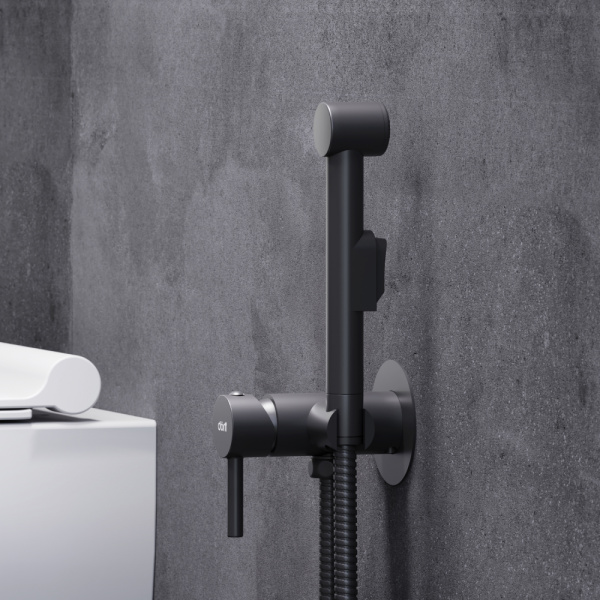 Dorff D3075000BL Logic  смеситель с гигиеническим душем, встроенный, цвет черный