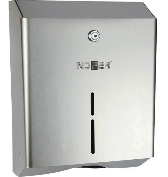 Диспенсер для бумажных полотенец антивандальный Nofer шгв 253*135*370 цвет-сталь 04010.B