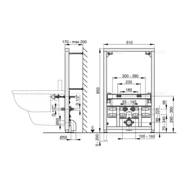 Монтажная рама для биде Alcadrain