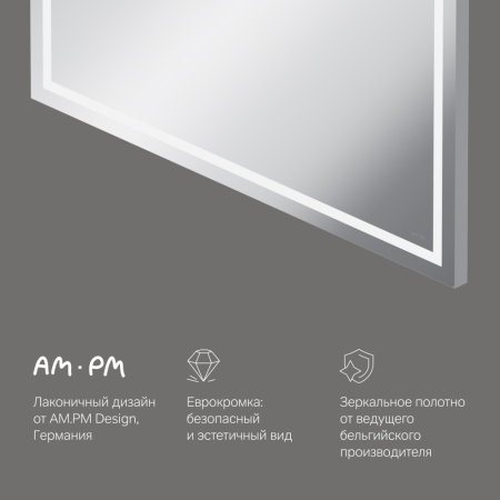 AM.PM M91AMOX1001WG Универсальное зеркало настенное с контурной LED-подсветкой, 100 см
