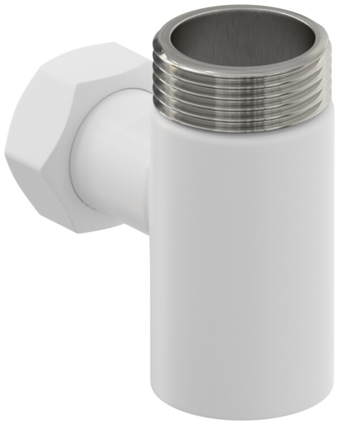 Уголок Сунержа со спускным клапаном присоединительный размер-НР G 1" / НГ G 3/4" цвет-белый матовый 30-1511-0134