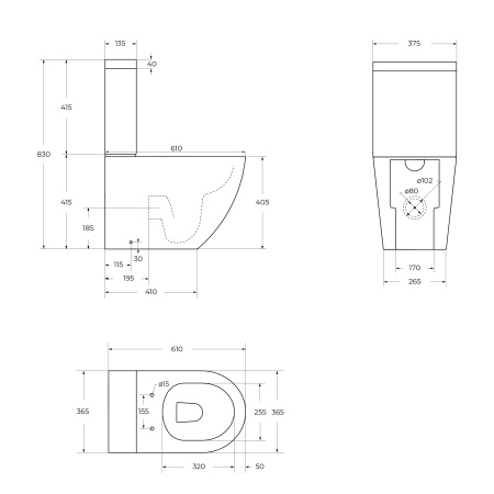 Чаша напольного унитаза CEZARES STYLUS CZR-152-CPR