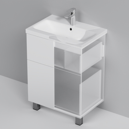 AM.PM M90FSX06022WG32 GEM, База под раковину, напольная, 60 см, 2 ящика push-to-open, цвет: белый, глянец