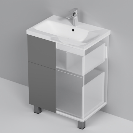 AM.PM M90FSX06022GM32 GEM, База под раковину, напольная, 60 см, 2 ящика push-to-open, графит матовый