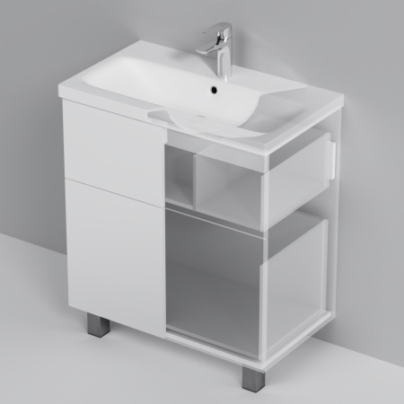 AM.PM M90FSX07522WG32 GEM, База под раковину, напольная, 75 см, 2 ящика push-to-open, цвет: белый, глянец