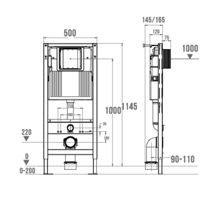 Система инсталляции для унитаза WONZON & WOGHAND пневматическая (WW-TI743A-H)