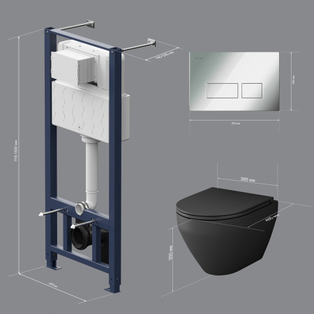 AM.PM IS47051.701700MB Инсталляция с клав Pro S глянц хром с подвес унит Spirit V2.0 FlashClean черн мат с