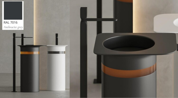 Раковина Salini Ninfea шгв 545*447*880 отверстия для смесителя-отсутствуют цвет-RAL7016 матовый 130221MF RAL7016 матовый декор-вставка RAL7016