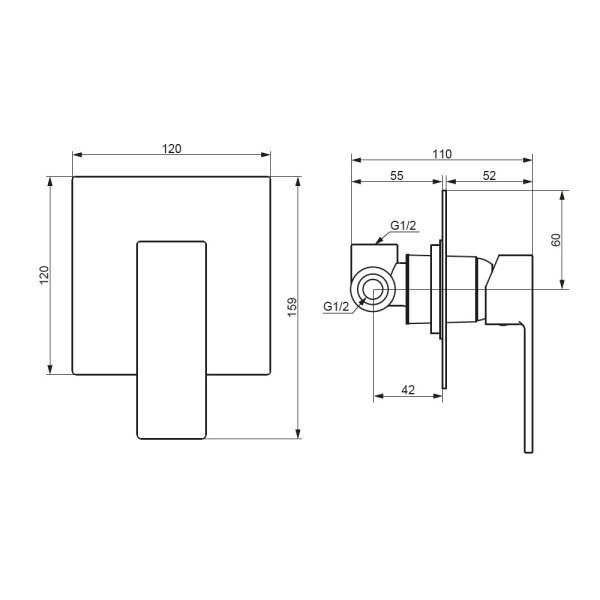 Damixa 537500300 Gala встраиваемый смеситель для душа, чёрный