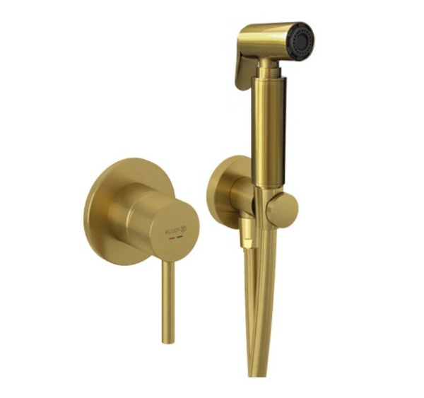 Гигиенический душ со смесителем Kludi BOZZ "модерн" цвет-золото брашированное 38998N076