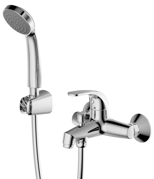 Комплект смесителей Bravat Fit Cet 3 в 1 (смеситель для раковины, смеситель для ванны, душевая штанга), Хром (F00315C)